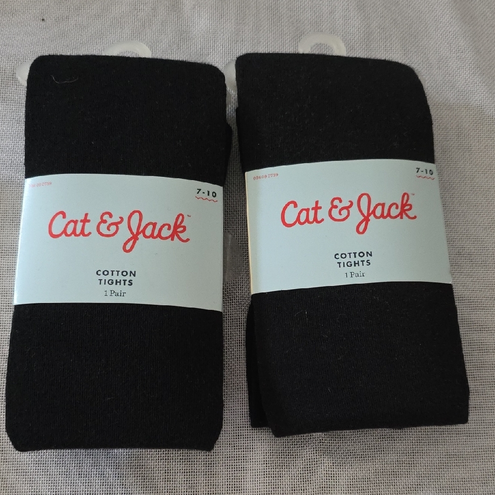 Cat & Jack Girls Black Cotton Tights